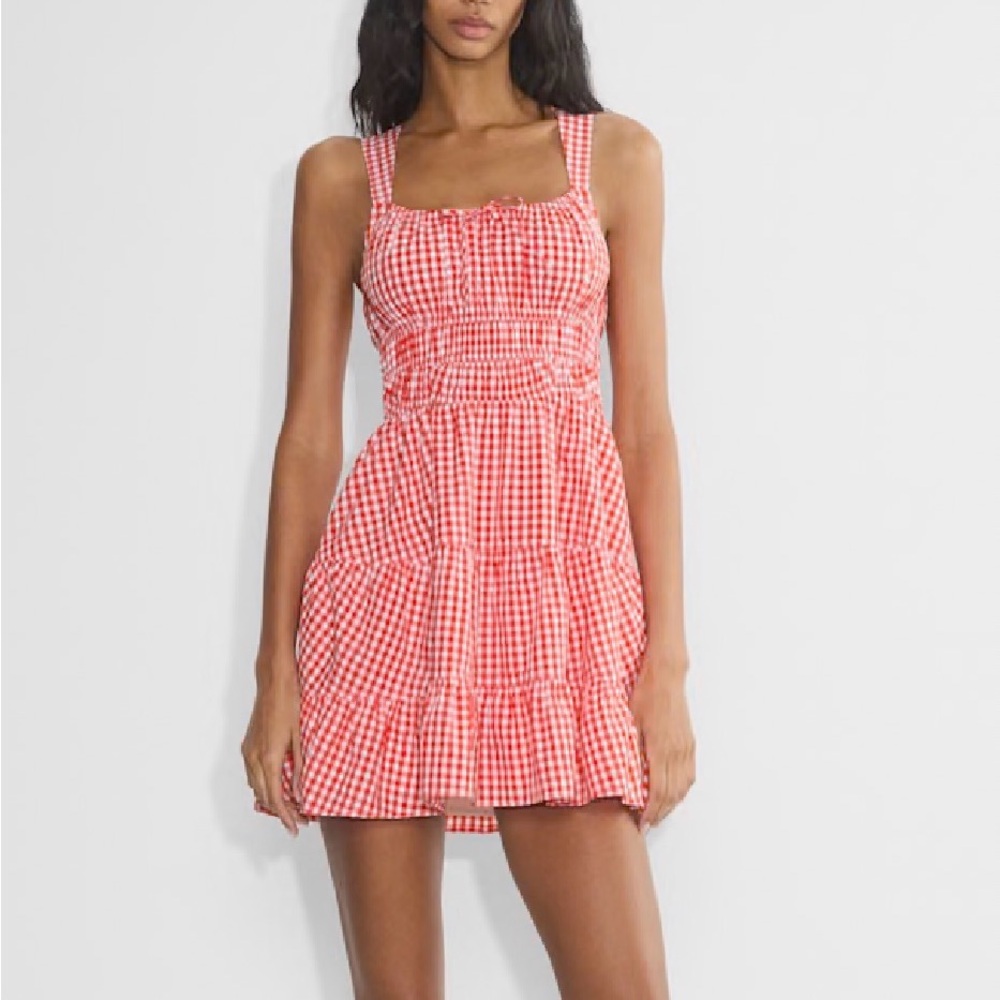 Aritzia Red Gingham Mini Dress